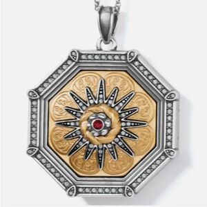 Brighton Gold and Silver Octagonal Pendant Necklace Dynasty Locket and Earrings